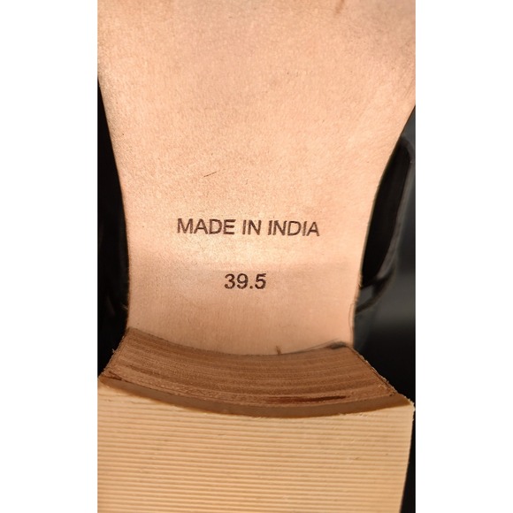 Free People Black Leather Buckle Ankle Boots Womens 39.5 Pointed Toe Block Heel - Picture 2 of 11